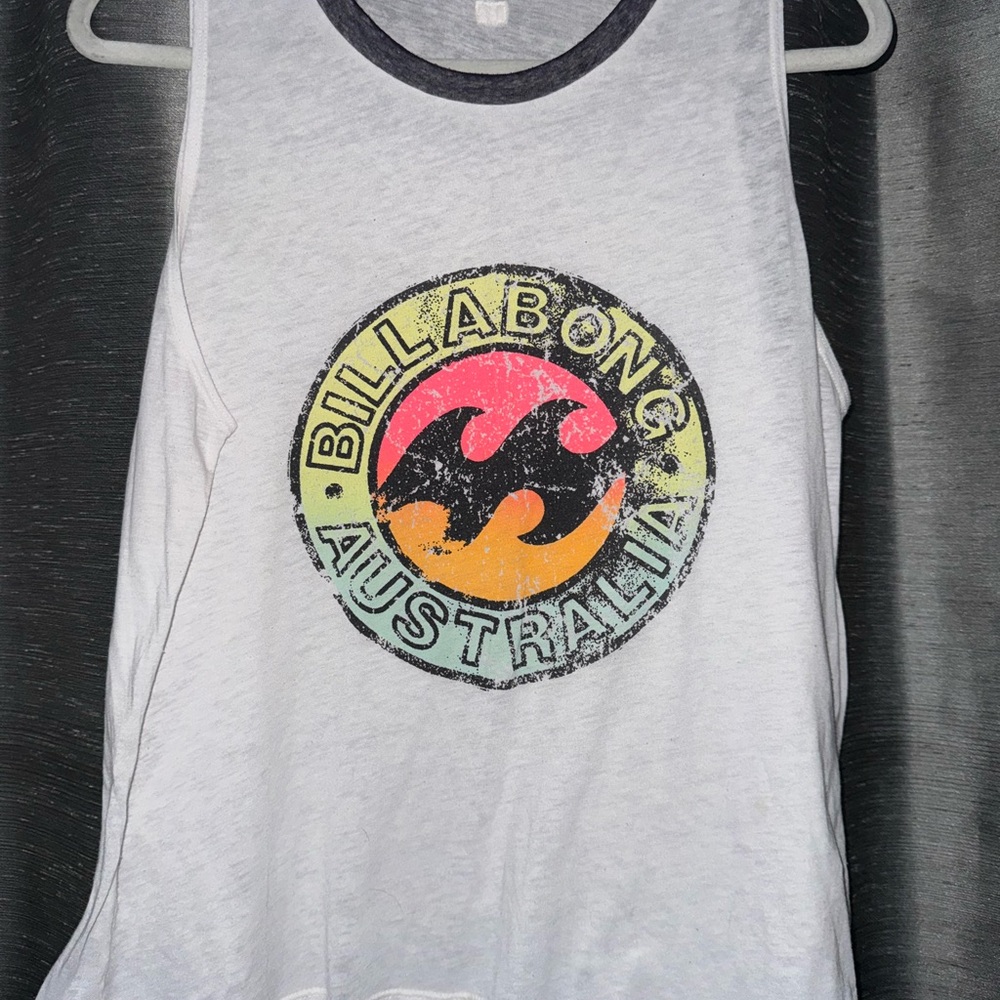 Billabong White Tank Top with Graphic Logo